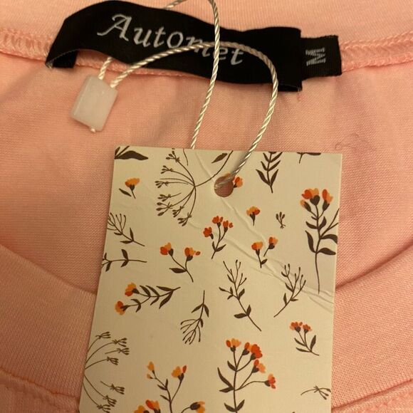 Automet Soft Pink Short Lace‎ Sleeves Top Size M nwt - Picture 9 of 12